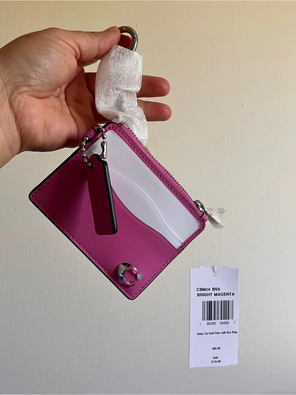 NWT !! WAVY ZIP CARD CASE IN COACHTOPIA LEATHER WITH🩷